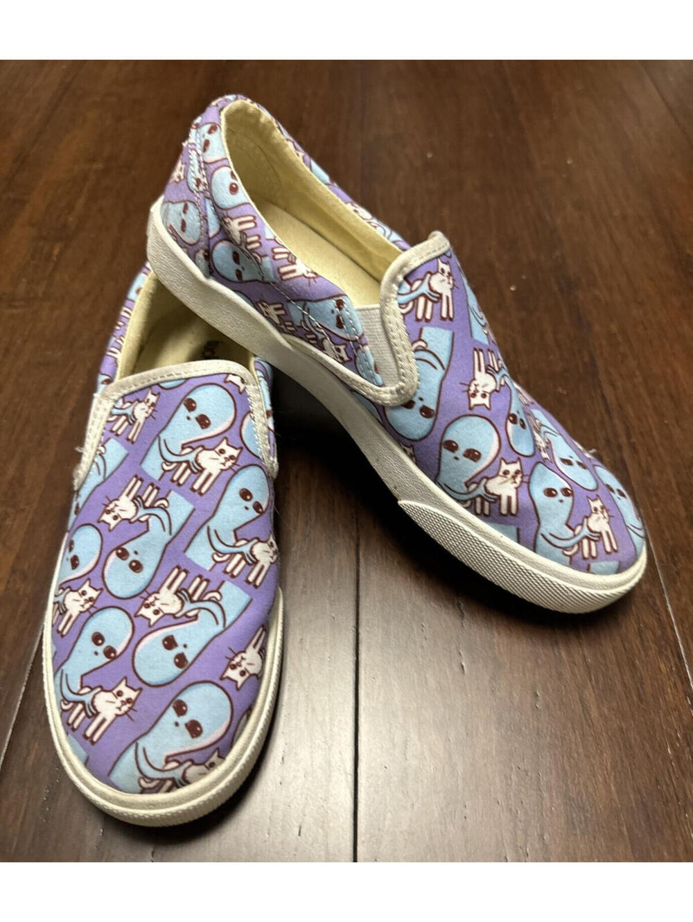 Strange Planet Alien & Cat Bucketfeet Slip On Shoes Alien Women 7.5 Men 5.5